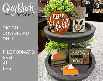 Fall Tiered Tray Svg | Fall Tiered Tray Decor | Laser Ready Files | Glowforge Files | Fall Decor