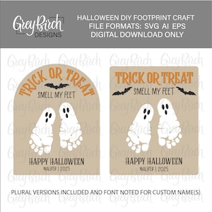 Halloween DIY Footprint Keepsake Laser File | Halloween Decor | Trick or Treat Smell my Feet Sign | Halloween Activity for Kids