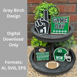 Football Tier Tray Laser File | Football Decor | Sports Decor | Laser Ready Files | Game Day SVG | Go Fight Win SVG | Touchdown SVG