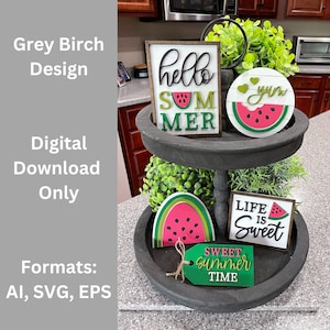 Summer Tier Tray Laser File | Watermelon Decor | Laser Ready Files | Hello Summer SVG | Watermelon Slice SVG | Sweet Summer Time