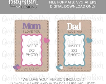 2x3 Photo Frame Laser File SVG | Dad, Mom, or Grandparent Fridge Magnet or Visor Clip | Valentine’s Day Gift | Father’s Day | Mother's Day