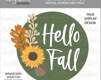 Hello Fall Sign Laser File | Fall Door Hanger | Fall Laser File | Laser Ready Files | Fall Decor | Hello Fall SVG | Sunflower SVG