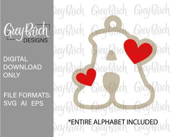 Valentines Initial Tag Laser File | DIY Valentines Decor | Heart SVG | Valentines Basket Gift Tag | Valentines Alphabet