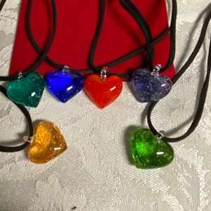 glass heart pendant, choker, necklace, Murano inspired,