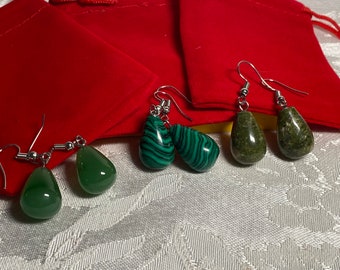 Natural crystal stone waterdrop, teardrop pendant, earrings
