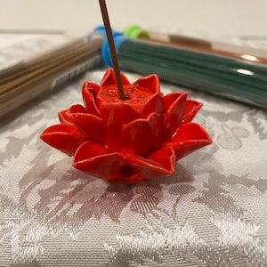 Lotus flower ceramic incense burner holder, modern design, aromatherapy, home decor piece