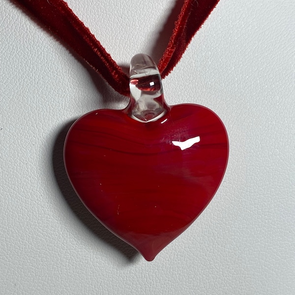 Inspiré de Murano, pendentif en verre en forme de coeur rouge, tour de cou, écharpe, collier