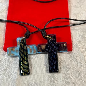 Murano inspired cross glass pendant, necklace, bohemian, jewelry