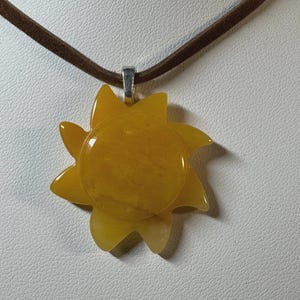Crystal yellow jade star pendant, adjustable cord, necklace, choker