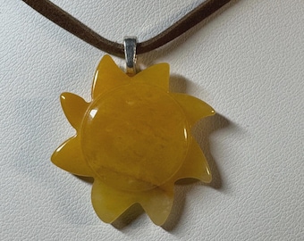 Crystal yellow jade star pendant, adjustable cord, necklace, choker