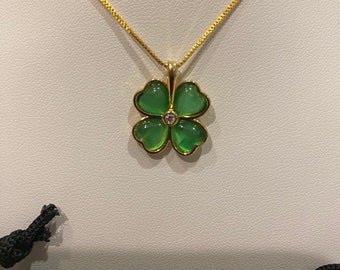 Lucky four leaf clover, pendant, necklace, St-Patrick&#39;s day,
