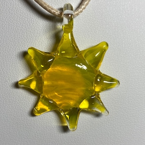 Yellow glass sun pendant, choker, necklace, wrap cord
