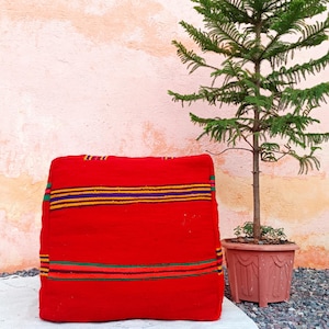 70% OFF Morocco Kilim pouf 60x60 Moroccan pouf- Bohemian Decor - pouf cover - Shaggy Wool Floor Cushion-Berber Pillow-vintage moroccan