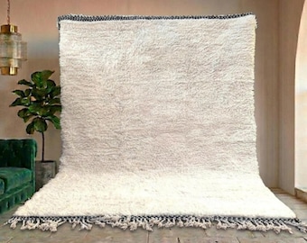 Moroccan rug white - Plain white rug - Minimalist rug - Beni ourain rug - Custom rug - Handmade Moroccan area rug