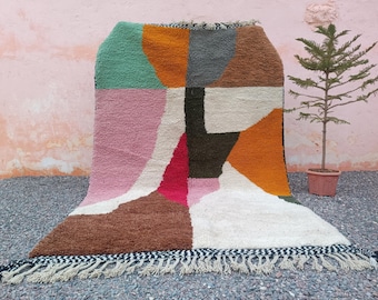 Berber Wool Rug - bright modern moroccan rug - handmade  carpet, Cozy Chic carpets living room