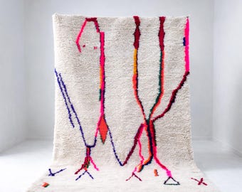 berber wool rug – Colorful Moroccan Handmade Carpet – Boho Tribal Area Rugs