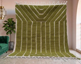 Handwoven Beni Ourain Rug, Shaggy Wool Carpet, Boho Living Room Decor