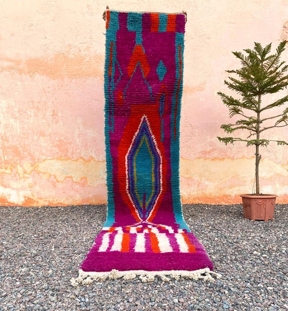 Custom Runner rug - Morrocan Berber Hallway Purple runners rugs - Soft Wool carpets