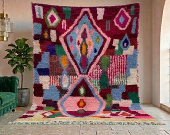 Handwoven Boujaad Rug, Authentic Moroccan Berber Wool carpet