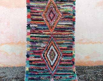Vintage Moroccan Runner Rug - Bright Handmade Wool Carpet