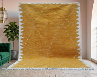 berber wool rug -Authentic Moroccan Kilim Rugs - Handwoven Geometric Carpet - Modern Boho Area Rug