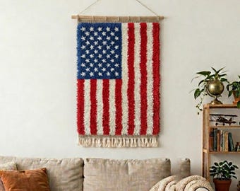 Custom Flag Wool Rug, Handmade Moroccan Amazigh Wall Hanging, World Cup Country Flag Tapestry, Unframed Foldable Rug, Custom Size