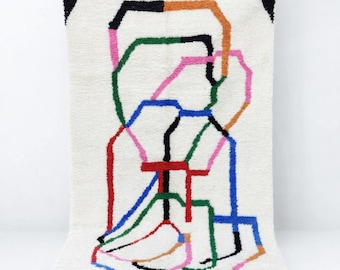 Handmade Azilal Wool Rug – Colorful Berber, Boho Home Decor