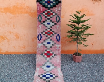 Handmade Berber Wool Rug: Vintage Moroccan Hallway Runner