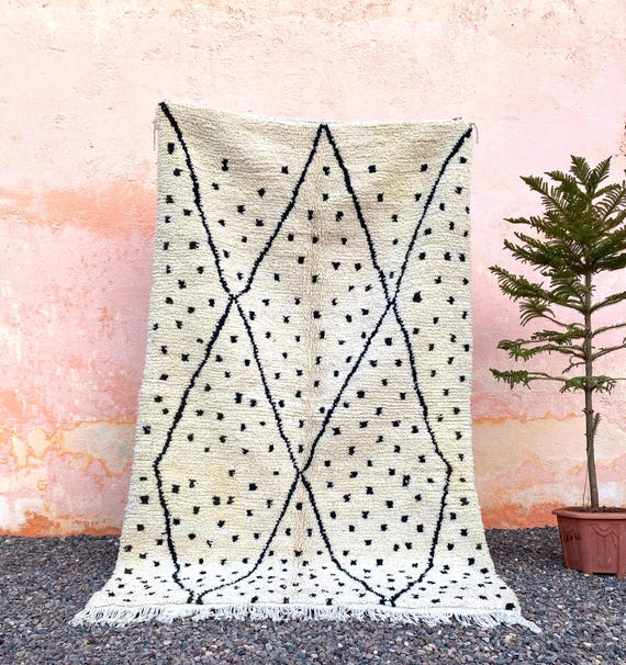 Handmade boho Carpet | minimal rug Living Room | Modern Berber Area Rugs, Soft Wool Carpets