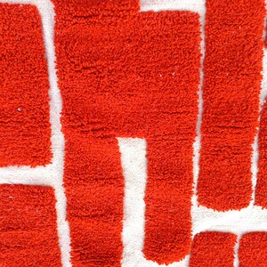 orange moroccan rug, handmade geometric wool carpet, modern boho floor rug, abstract wall decor, woven orange and ivory area rug, living room handmade mat, moroccan wool floor decor