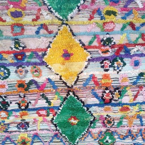 Large Berber kilim runner, handwoven with upcycled textiles in vibrant multicolor design.