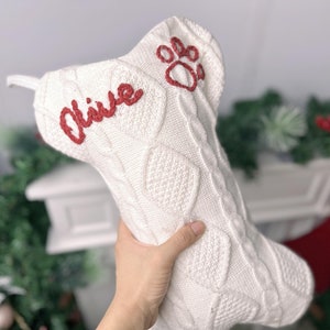 Pet Stockings,Dog Bone Christmas Stockings with Name, Bone Holiday Stocking for Dog,Embroidered Pet Stocking,Christmas Dog Stocking