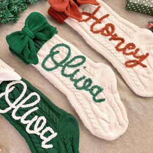 Cute Bow Embroidered Personalized Christmas Stocking