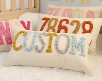 Coussin prénom personnalisé pour bébé, coussin pour prénom, aiguille perforée, cadeau pour chambre d'enfant, décoration de chambre d'enfant, décoration de dortoir, cadeau pour soirée pyjama