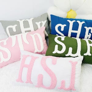 Custom Monogram Gift,Monogram Embroidered Pillow, Initial Punch Needle Pillow, Throw Pillow, Wedding Gift, New Home Gift, Housewarming Gift