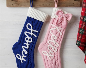 Cute Bow Personalized Christmas Stocking,Hand-Embroidered Holiday Stocking,Stocking Stuffer with Custom Name,Family Stocking Stuffer Gift