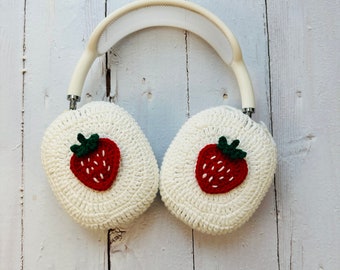 Crochet Strawberry Airpods Max Headphone Cover | Cute AirPod Max | Handmade | Strawberry Design | Airpods Max Cover| Valentine's Day Gift