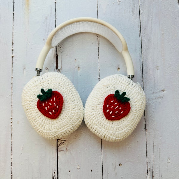 Crochet Strawberry Airpods Max Headphone Cover | Cute AirPod Max | Handmade | Strawberry Design | Airpods Max Cover| Valentine's Day Gift