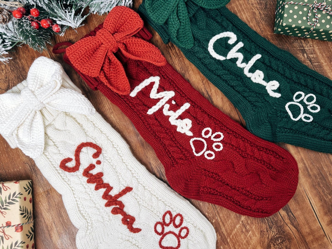 Paw Print Dog Stocking,dog Christmas Stockings,christmas Fur Friend Stocking,monogrammed Pet ...