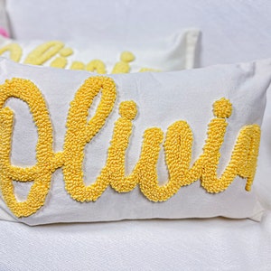 Monogrammed Custom Name Punch Needle Pillow, Personalized Pillow, Baby Shower Gift, Newborn Gift, New Mom Gift, Baby Gift Idea, Personalized