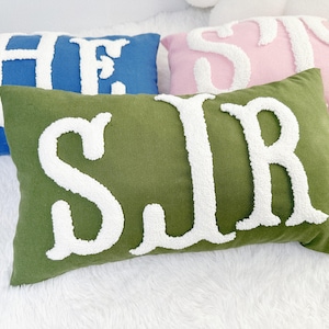 Personalized Monogram Pillow Cover with Punch Needle Embroidery, Personalized Wedding Gift for Couple, Custom Monogram Gift, Initial Pillow