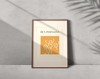 Cartel de arte de Des Poissons / Arte de pared / Imprimible / Impresión digital / Decoración del hogar / Ilustración / Pescado / Francés / Animal