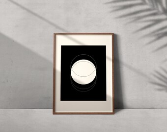 Póster de arte al atardecer / Arte de pared / Imprimible / Impresión digital / Decoración del hogar / Ilustración / Círculo / Superposición / Anillos