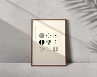 Dieter Art Poster / Arte de pared / Imprimible / Impresión digital / Decoración del hogar / Ilustración / Geométrica / Círculos / Patrón / Simétrica / Punto