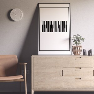 Cartel de arte de código de barras / Arte de pared / Imprimible / Impresión digital / Decoración del hogar / Ilustración / Geométrico / Recto / Líneas imagen 6