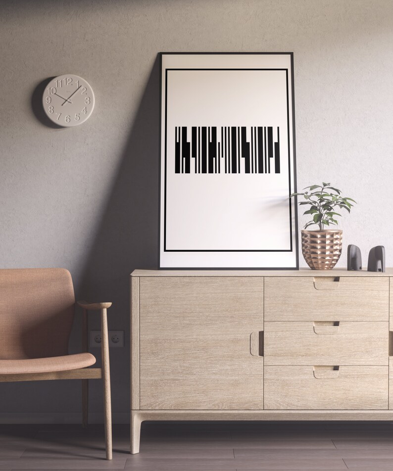 Cartel de arte de código de barras / Arte de pared / Imprimible / Impresión digital / Decoración del hogar / Ilustración / Geométrico / Recto / Líneas imagen 6