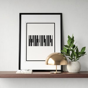 Cartel de arte de código de barras / Arte de pared / Imprimible / Impresión digital / Decoración del hogar / Ilustración / Geométrico / Recto / Líneas imagen 4