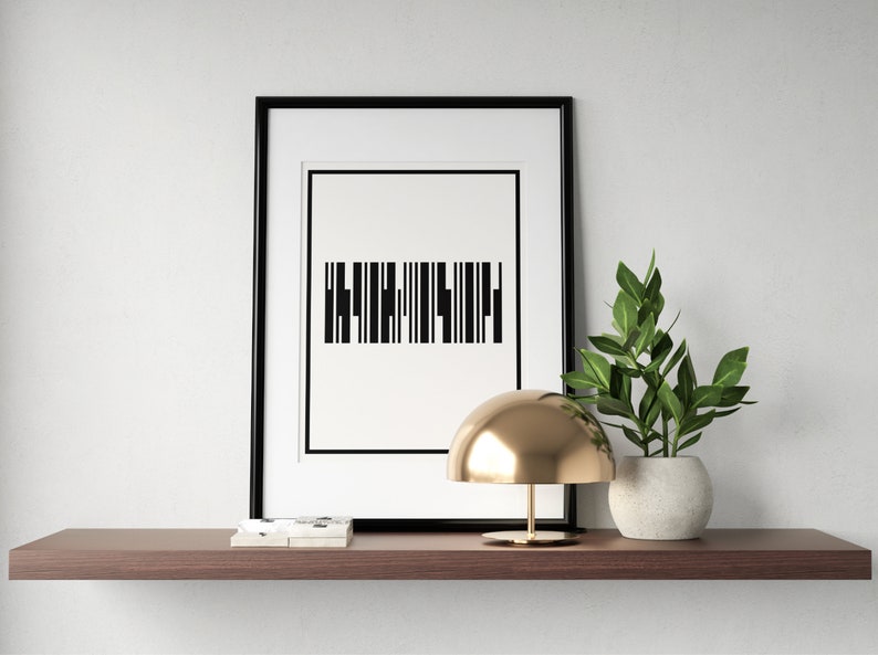 Cartel de arte de código de barras / Arte de pared / Imprimible / Impresión digital / Decoración del hogar / Ilustración / Geométrico / Recto / Líneas imagen 4