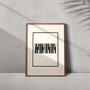 Cartel de arte de código de barras / Arte de pared / Imprimible / Impresión digital / Decoración del hogar / Ilustración / Geométrico / Recto / Líneas imagen 1