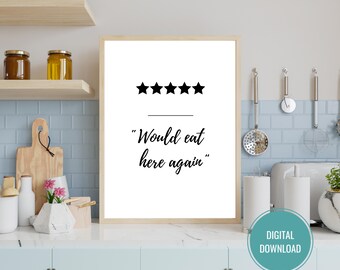 Would Eat Here Again Printable Wall Art, Kitchen Art Print, Kitchen Prints, Dining Room Wall Decor, Home Wall Decor